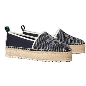 Tory Burch Miranda Navy Lug Sole Platform Espadrille Shoes Women's Size 10